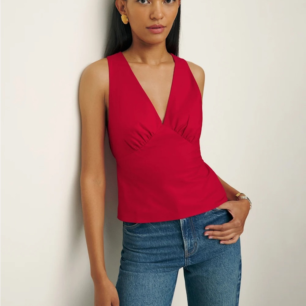 Reformation Meg Red Sleeveless Top